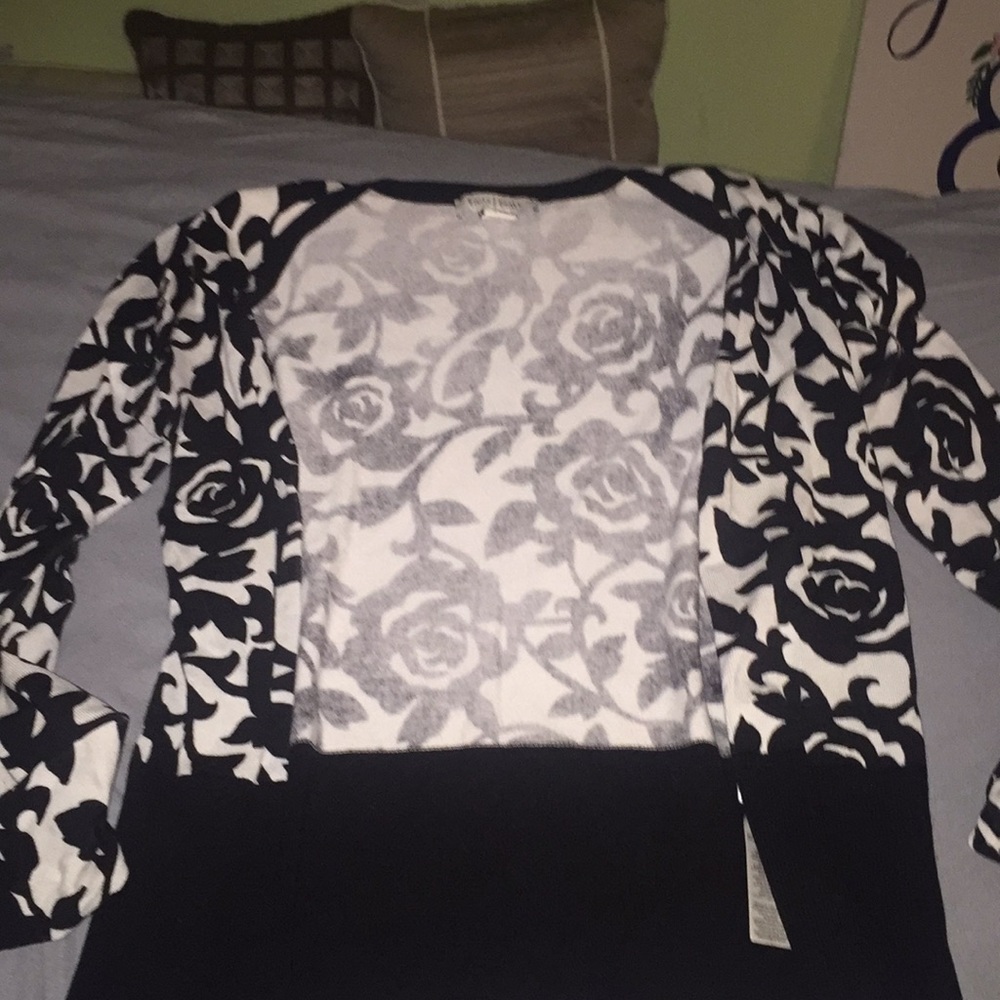 Black and white rose cardigan